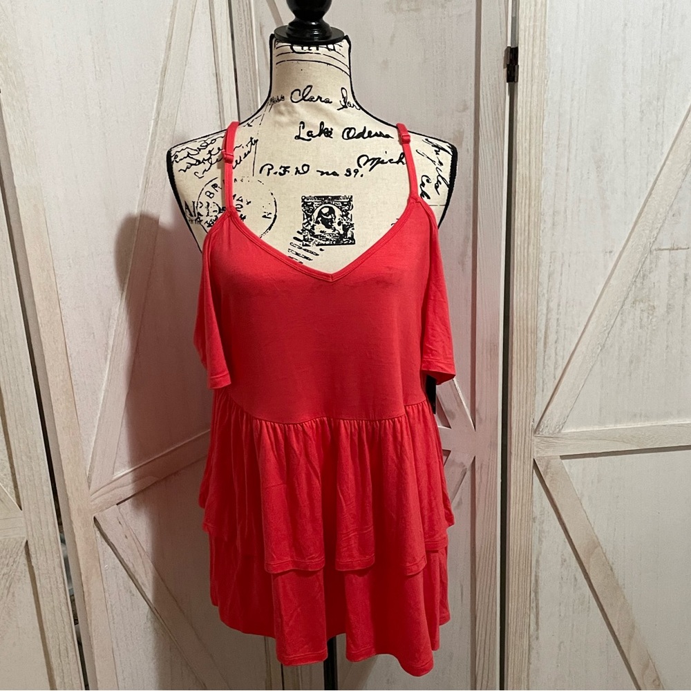 Torrid Coral pink super soft babydoll cold shoulder top NWT size 2X